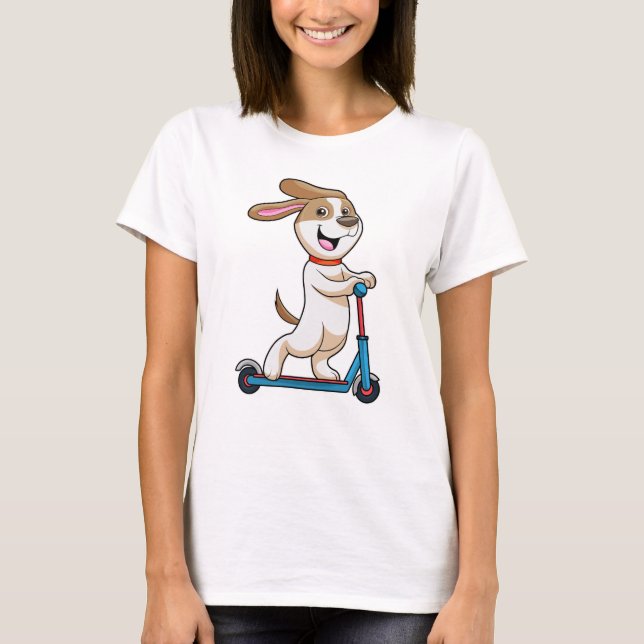 Dog as Biker with Scooter T-Shirt (Front)
