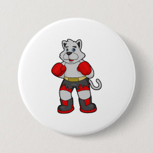Dog as Boxer with Boxing gloves 7.5 Cm Round Badge