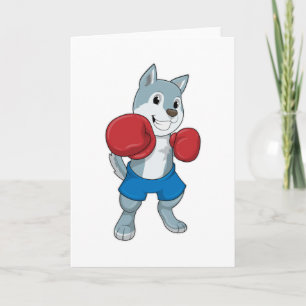 Dog as Boxer with Boxing gloves Card