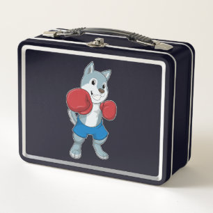 Dog as Boxer with Boxing gloves Metal Lunch Box