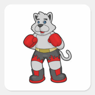 Dog as Boxer with Boxing gloves Square Sticker