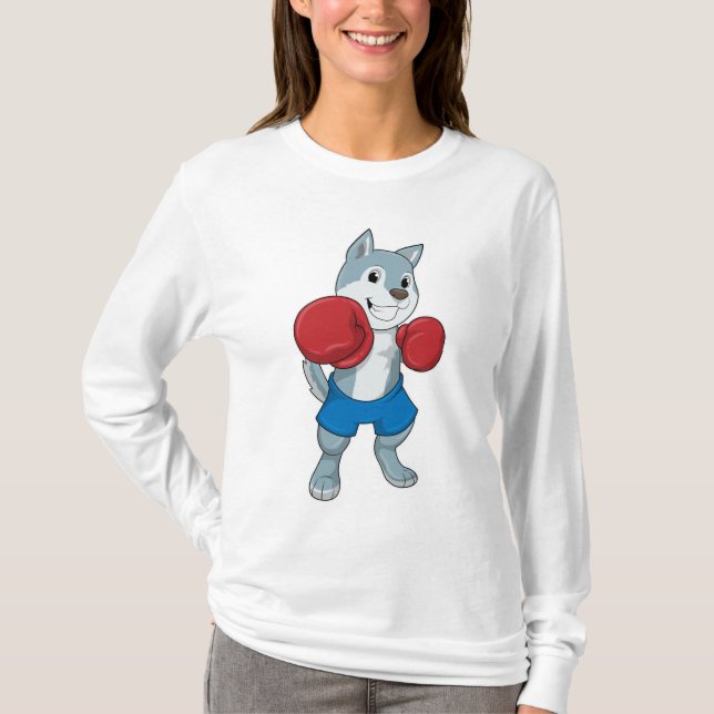 Dog as Boxer with Boxing gloves T-Shirt (Front)