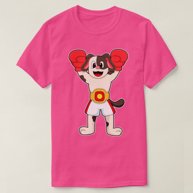 Dog as Boxing champion with Belt Boxing gloves T-Shirt (Design Front)