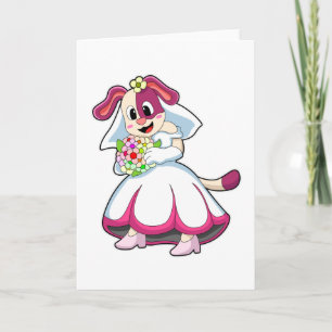 Dog as Bride with Wedding dress & Flowers Card