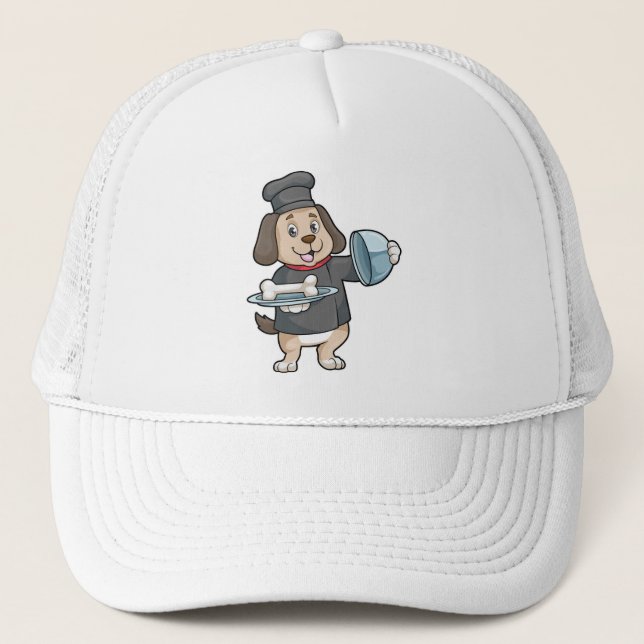 Dog as Chef with Platter & Bones Trucker Hat (Front)