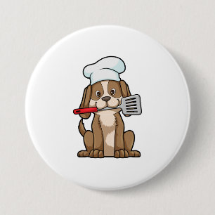 Dog as Cook with Chef's hat & Spatula 7.5 Cm Round Badge