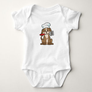 Dog as Cook with Chef's hat & Spatula Baby Bodysuit
