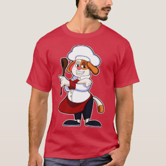 Dog as Cook with Cooking apron Wooden spoon T-Shirt