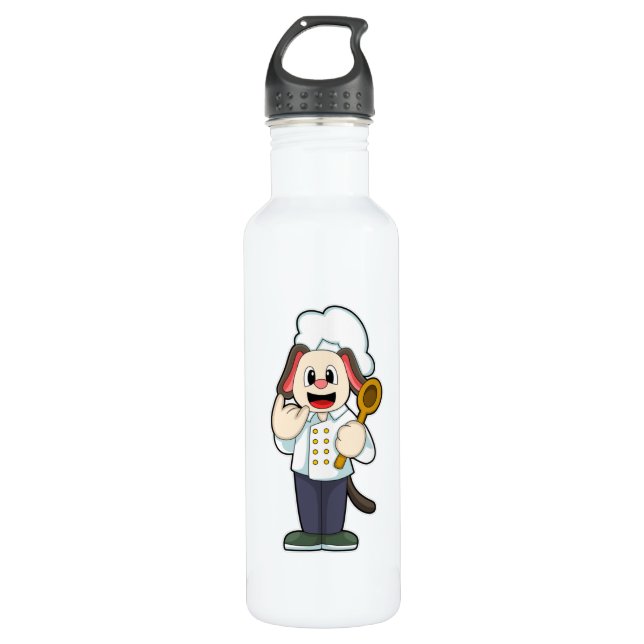Dog as Cook with Wooden spoon & Cooking apron 710 Ml Water Bottle (Front)