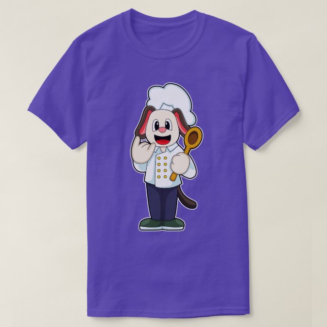 Dog as Cook with Wooden spoon Cooking apron T-Shirt (Design Front)