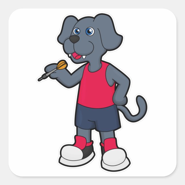 Dog as Dart player with Darts Square Sticker (Front)