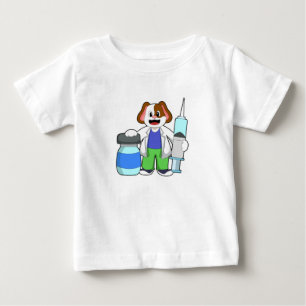 Dog as Doctor with Syringe Baby T-Shirt