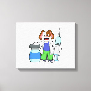 Dog as Doctor with Syringe Canvas Print