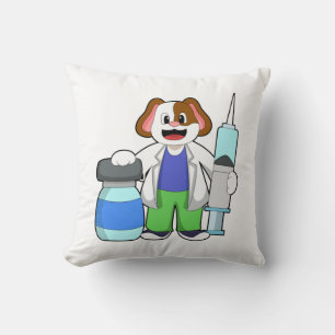 Dog as Doctor with Syringe Cushion