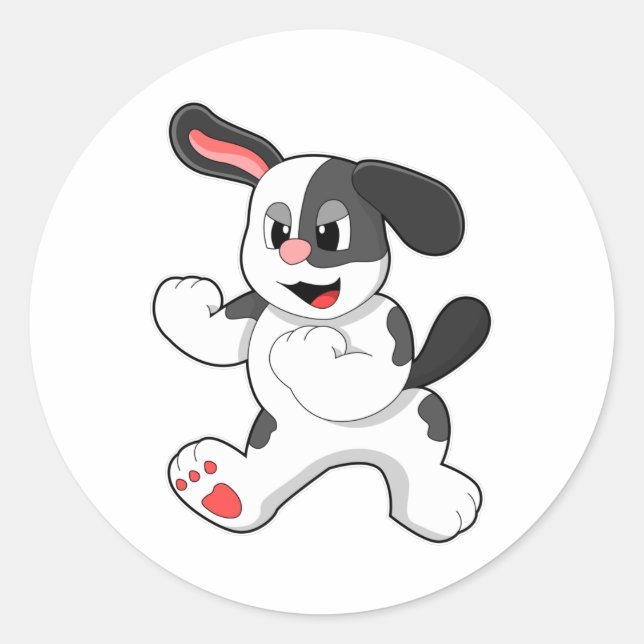 Dog as Fighter Classic Round Sticker (Front)