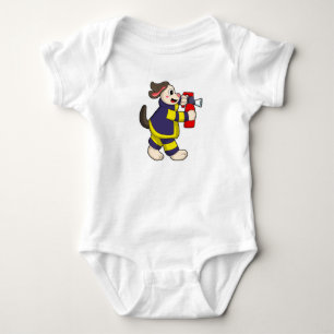 Dog as Firefighter with Fire extinguisher Baby Bodysuit