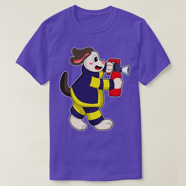 Dog as Firefighter with Fire extinguisher T-Shirt (Design Front)