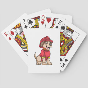 Dog as Firefighter with Fire helmet Playing Cards