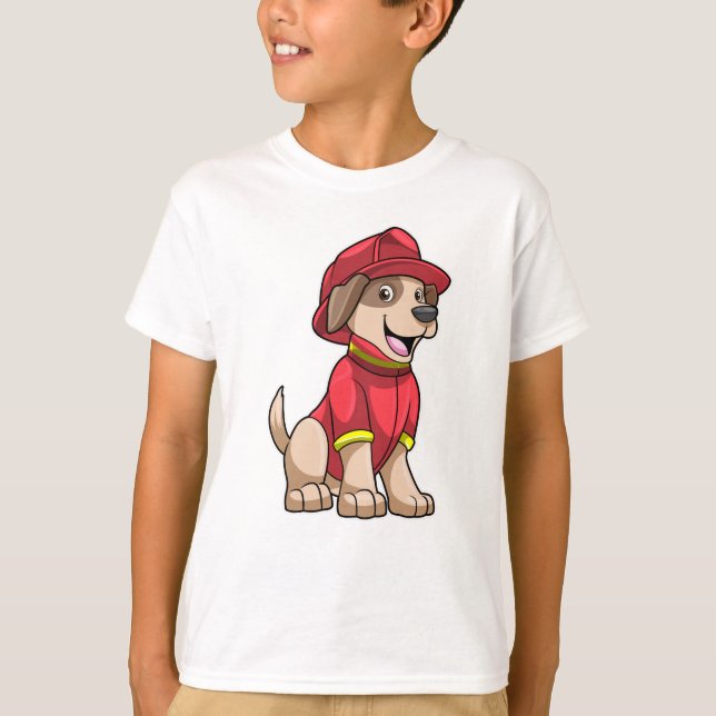Dog as Firefighter with Fire helmet T-Shirt (Front)