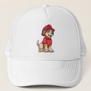 Dog as Firefighter with Fire helmet Trucker Hat