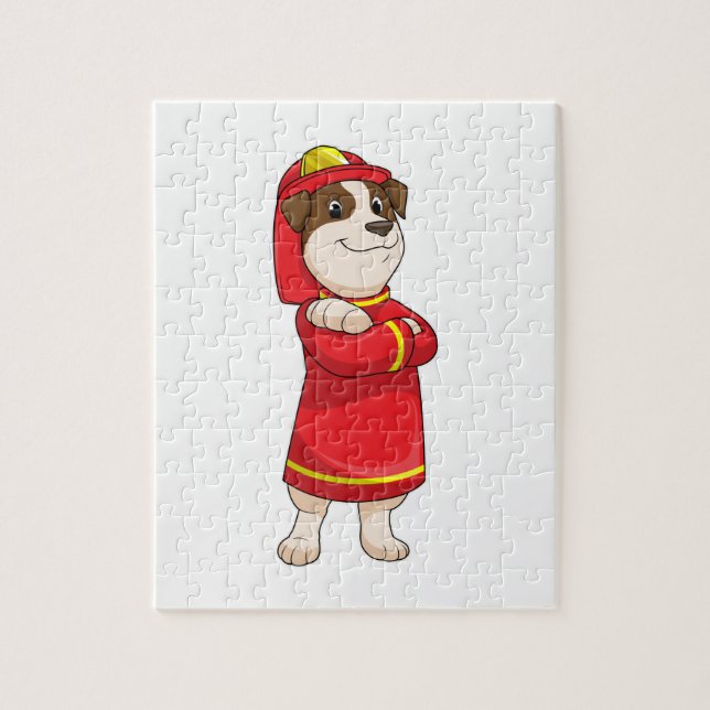 Dog as Firefighter with Helmet Jigsaw Puzzle (Vertical)