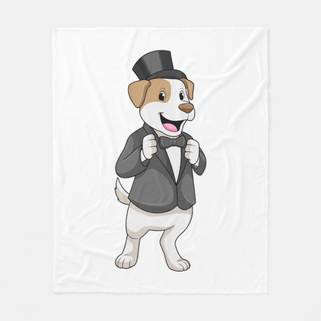 Dog as Groom with Ribbon Fleece Blanket (Front)