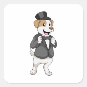Dog as Groom with Ribbon Square Sticker