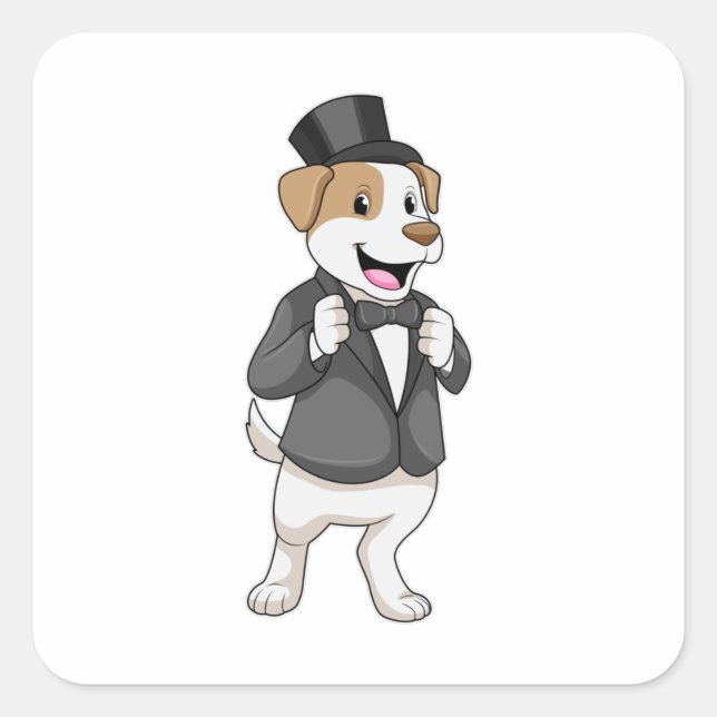 Dog as Groom with Ribbon Square Sticker (Front)