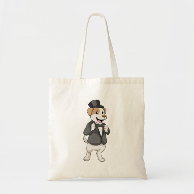 Dog as Groom with Ribbon Tote Bag (Front)