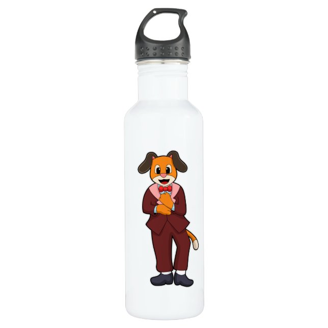Dog as Groom with Suit 710 Ml Water Bottle (Front)