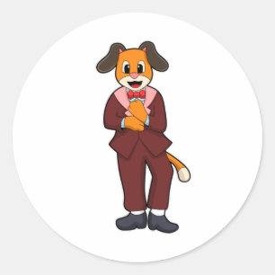 Dog as Groom with Suit Classic Round Sticker