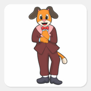 Dog as Groom with Suit Square Sticker