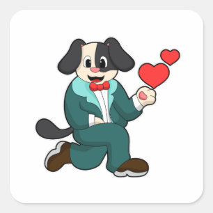 Dog as Groom with Suit & Tie Square Sticker