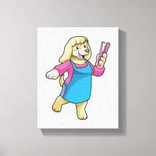 Dog as Hairdresser with Comb Canvas Print