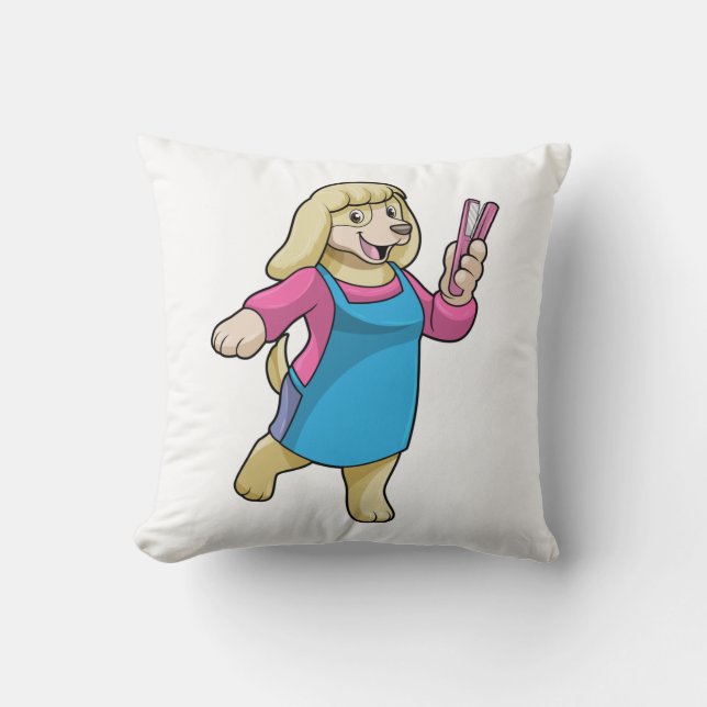 Dog as Hairdresser with Comb Cushion (Front)