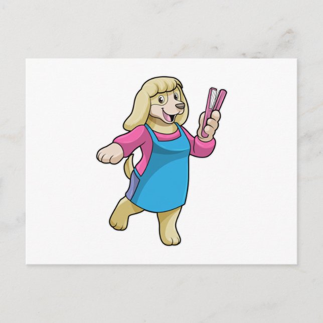 Dog as Hairdresser with Comb Postcard (Front)