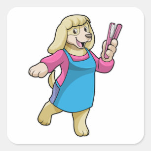 Dog as Hairdresser with Comb Square Sticker