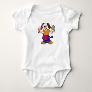Dog as Hairdresser with Razor Baby Bodysuit