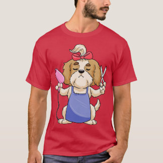 Dog as hairdresser with scissors and hair dryer T-Shirt