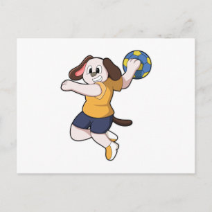 Dog as Handball player with Handball Postcard