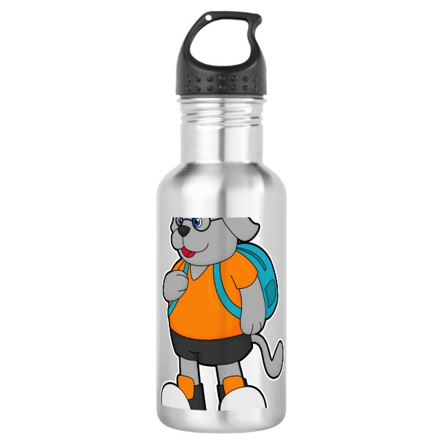 Dog as Hiker with Backpack 710 Ml Water Bottle (Front)
