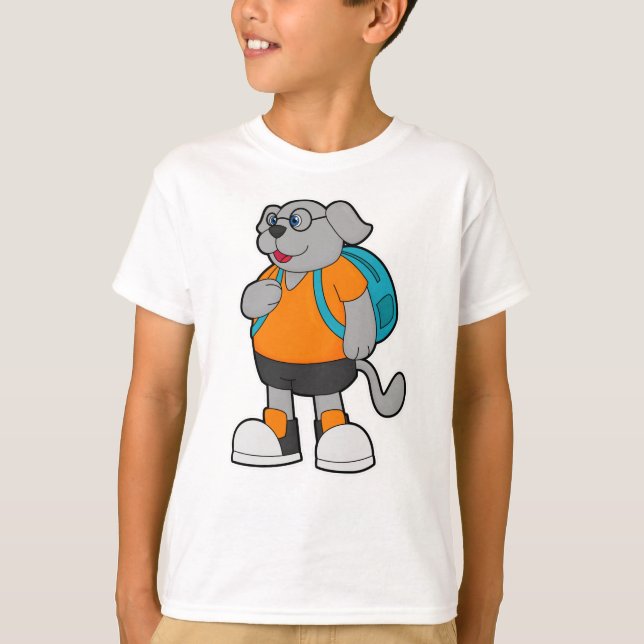 Dog as Hiker with Backpack T-Shirt (Front)