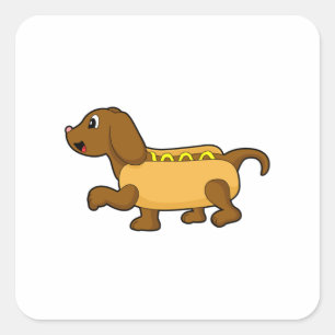 Dog as Hotdog Square Sticker