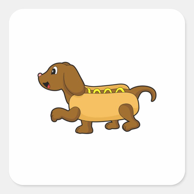 Dog as Hotdog Square Sticker (Front)