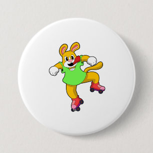 Dog as Inline Skater with Inline Skates 7.5 Cm Round Badge