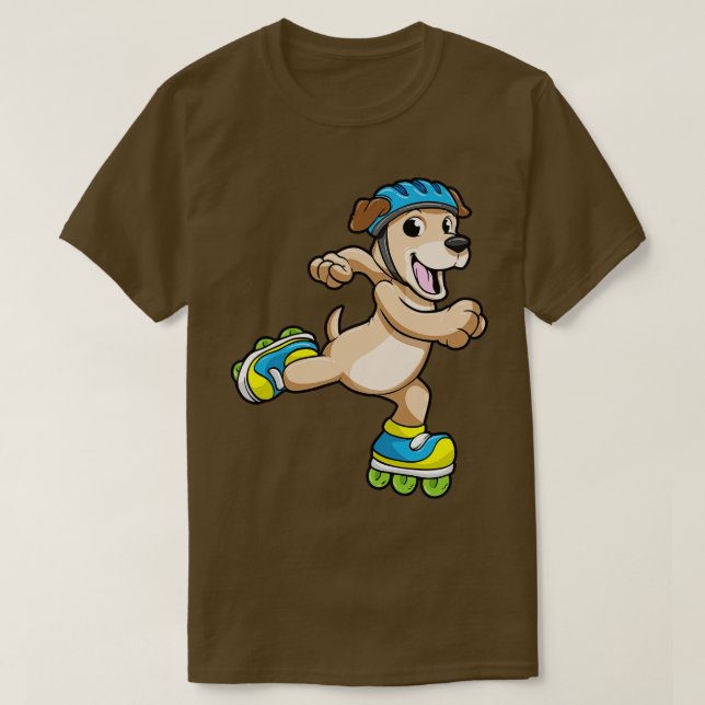 Dog as Inline Skater with Inline Skates and Helmet T-Shirt (Design Front)