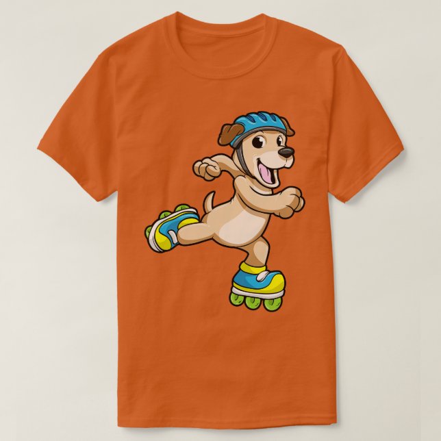 Dog as Inline Skater with Inline Skates and Helmet T-Shirt (Design Front)