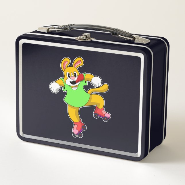 Dog as Inline Skater with Inline Skates Metal Lunch Box (Front)