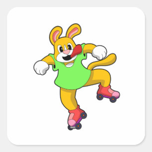 Dog as Inline Skater with Inline Skates Square Sticker