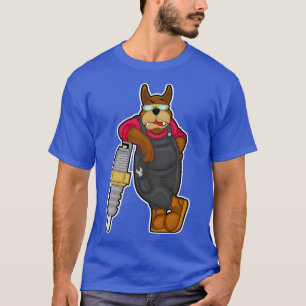 Dog as Mechanic with Spark plug T-Shirt